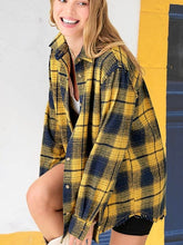 Load image into Gallery viewer, Maize and Blue Mineral Washed Button Down Plaid