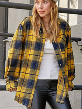 Load image into Gallery viewer, Maize and Blue Mineral Washed Button Down Plaid