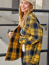 Load image into Gallery viewer, Maize and Blue Mineral Washed Button Down Plaid