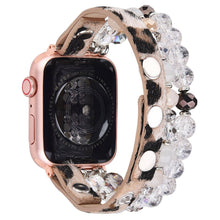 Load image into Gallery viewer, Leopard Calf Leather and Crystal Apple Watch Band