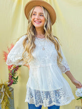 Load image into Gallery viewer, Floral Embroidered Mesh Tunic Top with Lining (2 color options)