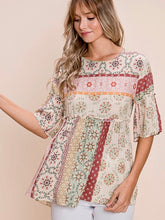 Load image into Gallery viewer, Tawny Floral Babydoll Top