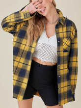 Load image into Gallery viewer, Maize and Blue Mineral Washed Button Down Plaid
