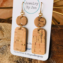 Load image into Gallery viewer, Small Bar: Cork w/Gold Accents Earrings
