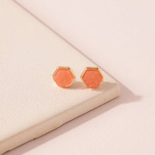 Load image into Gallery viewer, Hexagon Druzy Stone Stud Earrings- 6 colors
