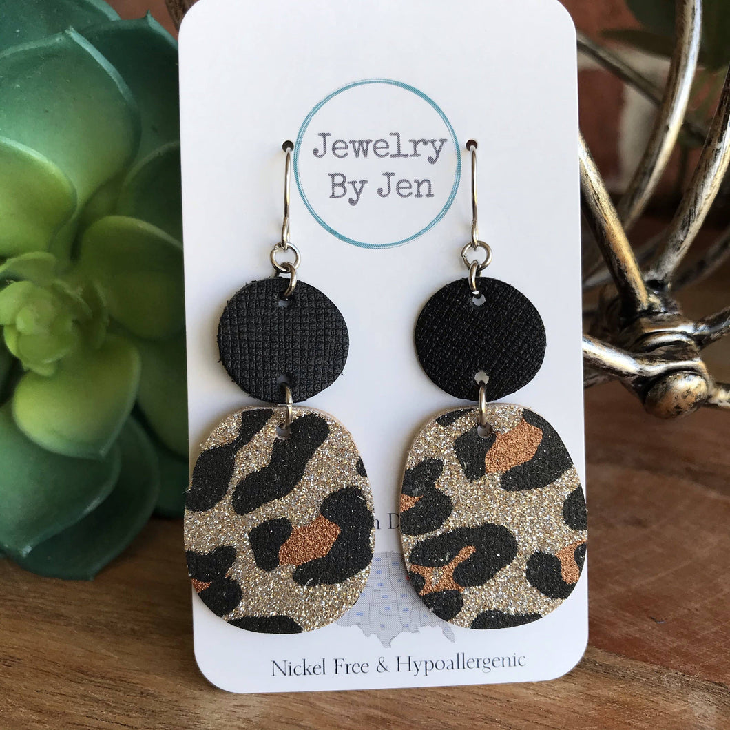 Black & Leopard Shimmer Earring