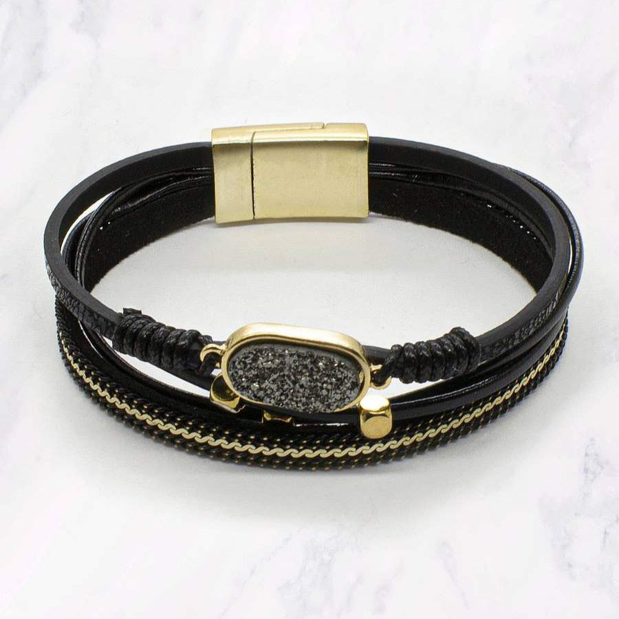 Druzy Bracelet in black or gray