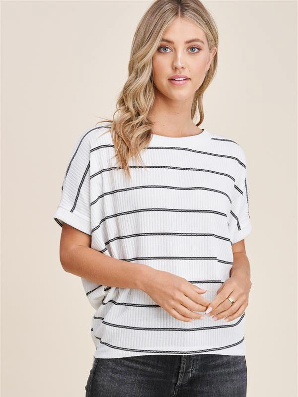 A Stripe Above Top in Ivory