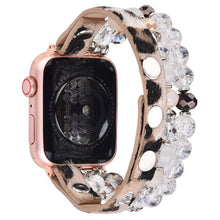 Load image into Gallery viewer, Leopard Calf Leather and Crystal Apple Watch Band
