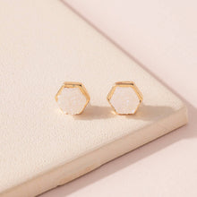 Load image into Gallery viewer, Hexagon Druzy Stone Stud Earrings- 6 colors

