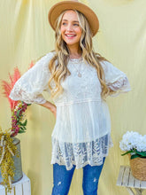 Load image into Gallery viewer, Floral Embroidered Mesh Tunic Top with Lining (2 color options)
