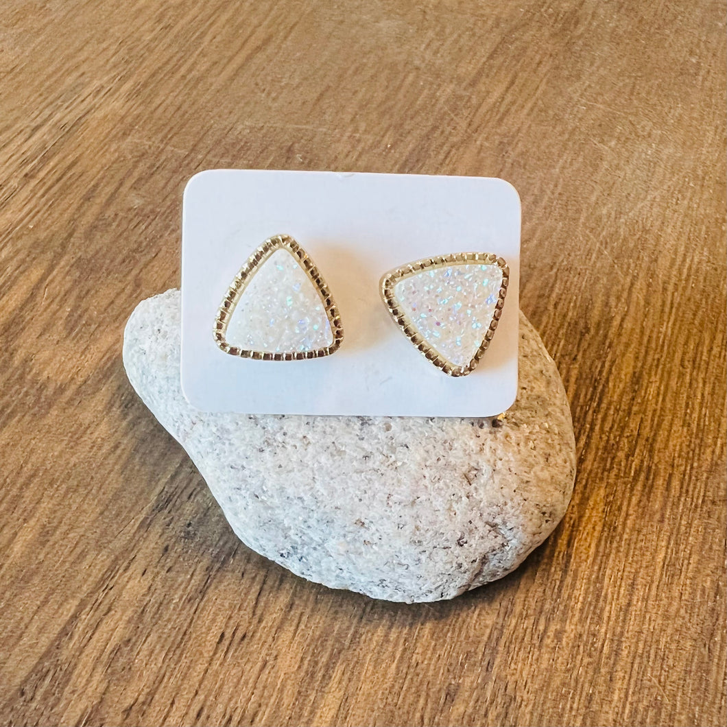 Opal Triangle Druzy Earring